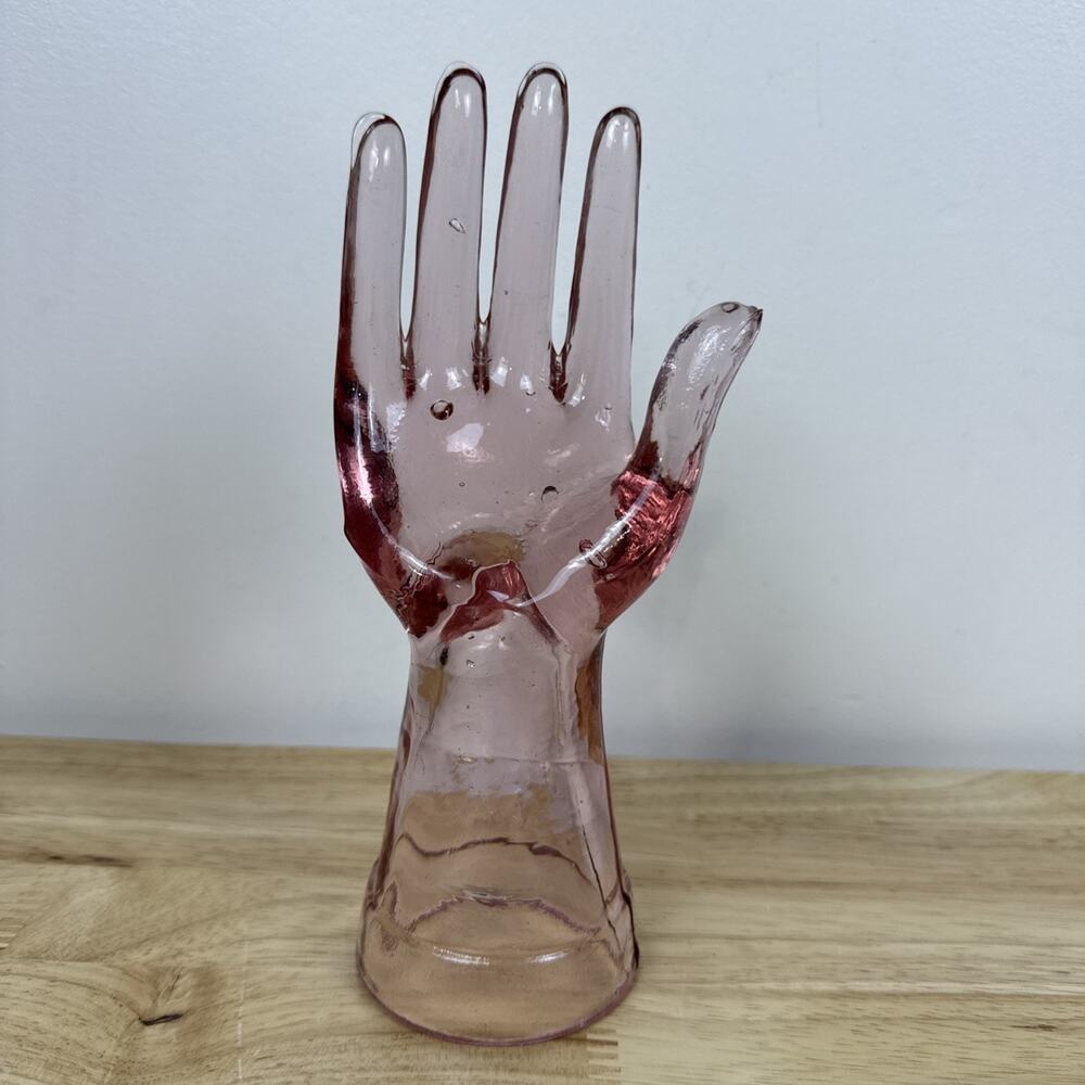 Vintage Baby Pink Depression Glass Hand Ring Mannequin Display 8”